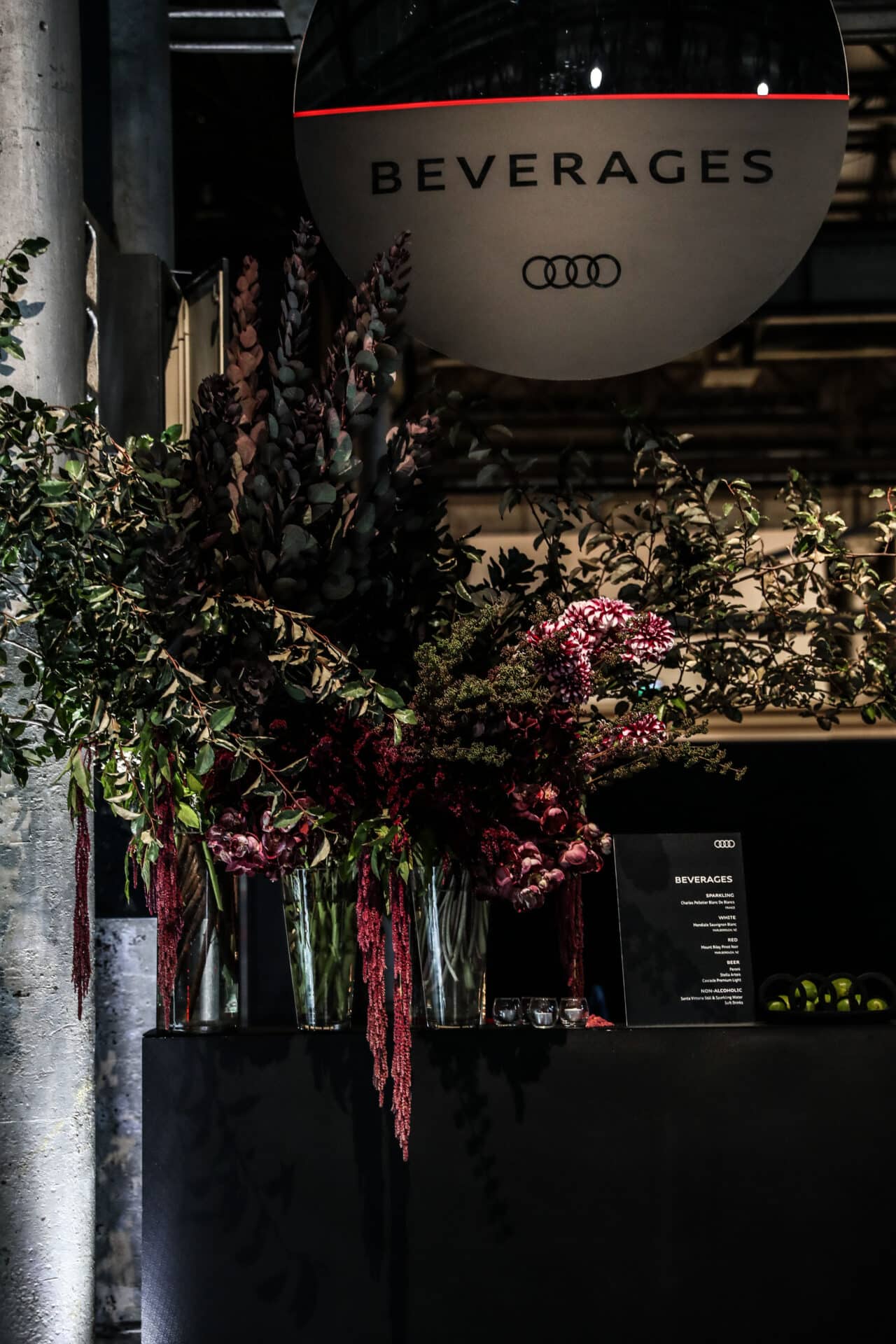Bespoke bar and lounge created for Audi guests at Carriageworks Sydney