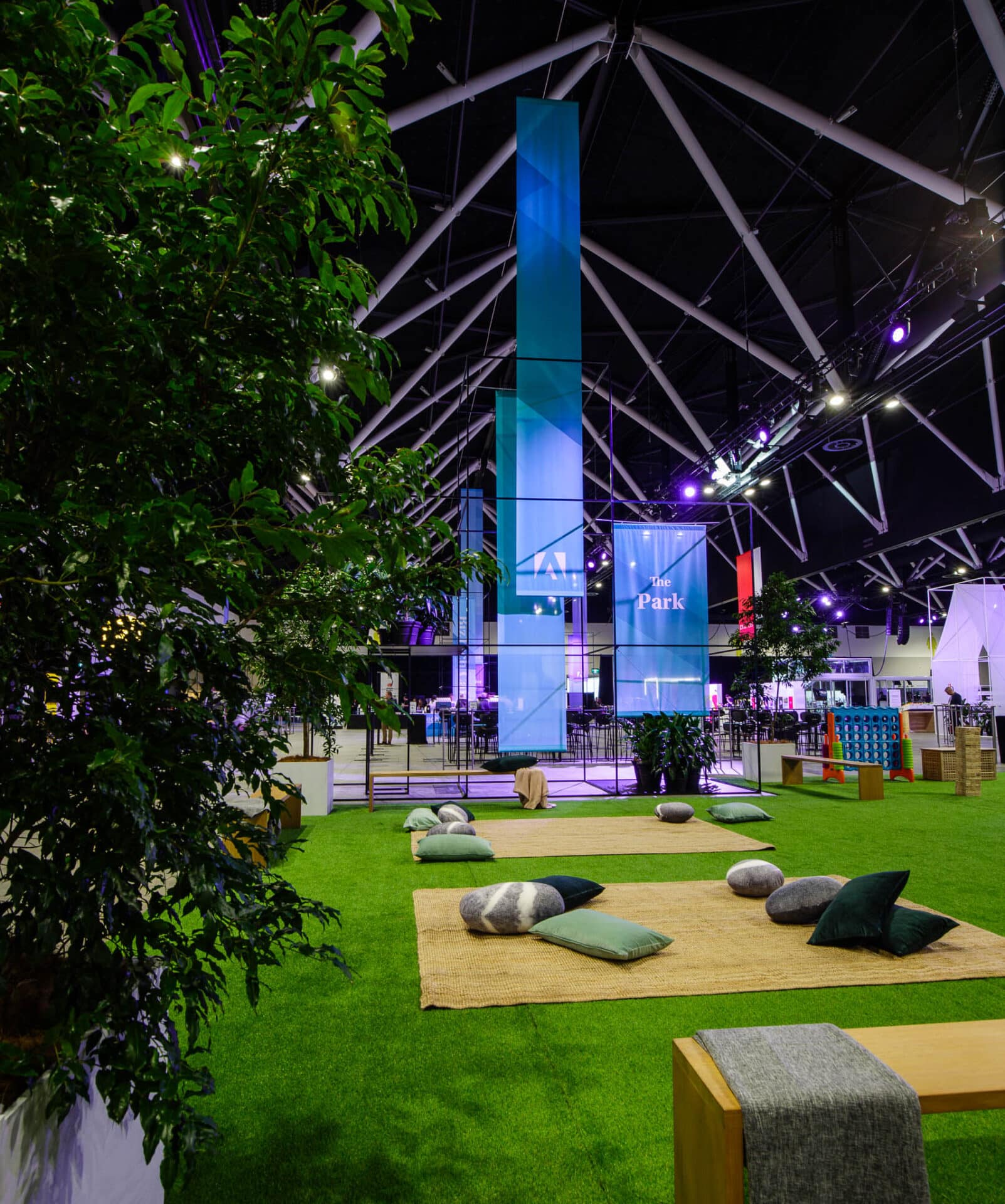 Guests engaging with interactive walls and experiential programming